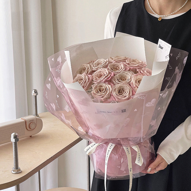 Carta da imballaggio floreale con stampa d'amore, patinata su un lato, ispessita, impermeabile