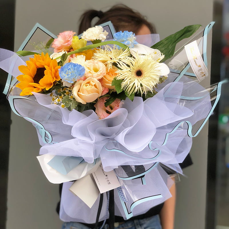 Carta da regalo per fiori impermeabile opaca agli ioni d'argento semitrasparente con bordo argento