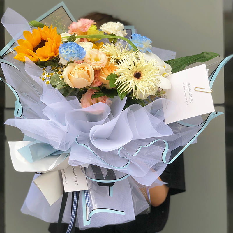 Carta da regalo per fiori impermeabile opaca agli ioni d'argento semitrasparente con bordo argento