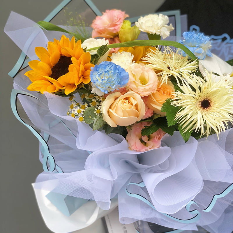 Carta da regalo per fiori impermeabile opaca agli ioni d'argento semitrasparente con bordo argento