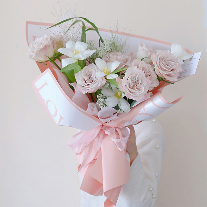 Carta da regalo spessa per bouquet con parole artistiche