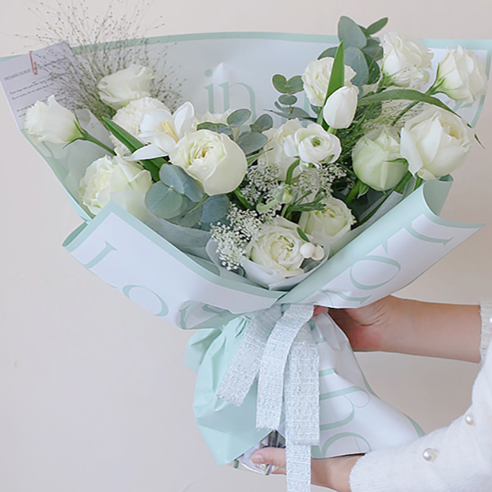 Carta da regalo spessa per bouquet con parole artistiche