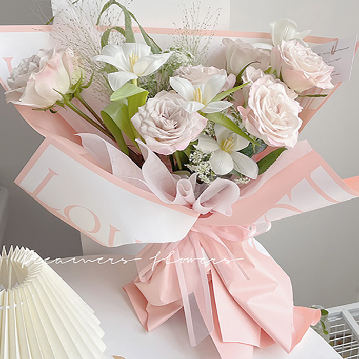 Carta da regalo spessa per bouquet con parole artistiche