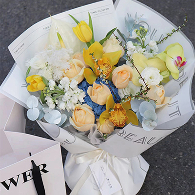 Confezione di bouquet fresco Carta patinata inglese