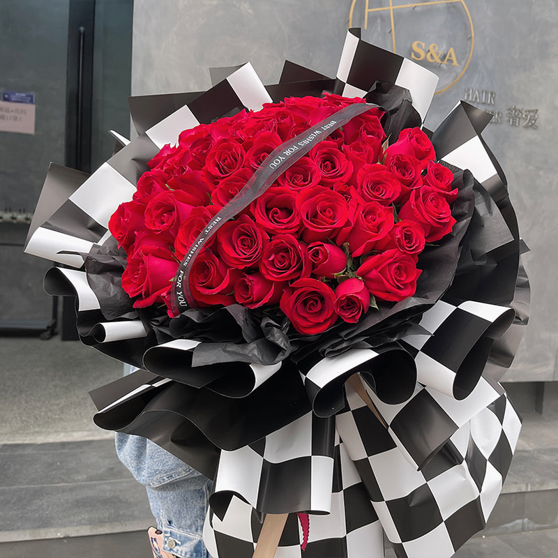 Carta da regalo per bouquet a quadretti bicolore