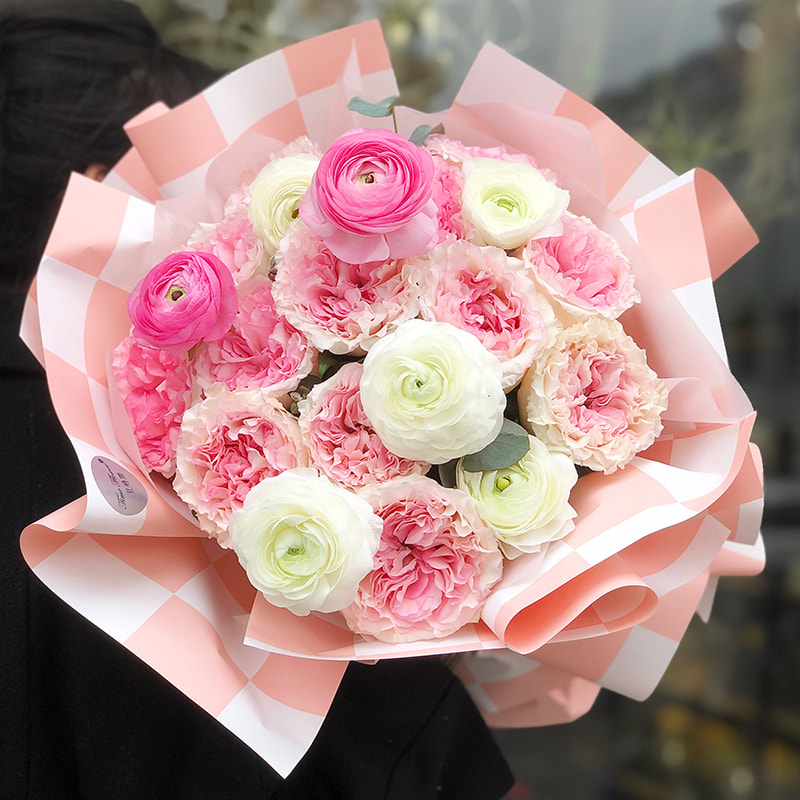 Carta da regalo per bouquet a quadretti bicolore