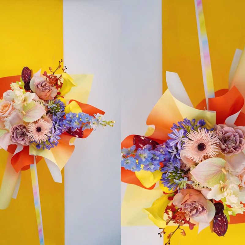Carta da regalo per bouquet di fiori sfumati premium